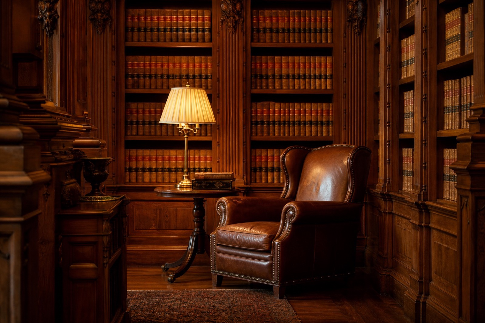 Floor-to-ceiling law library stacks.